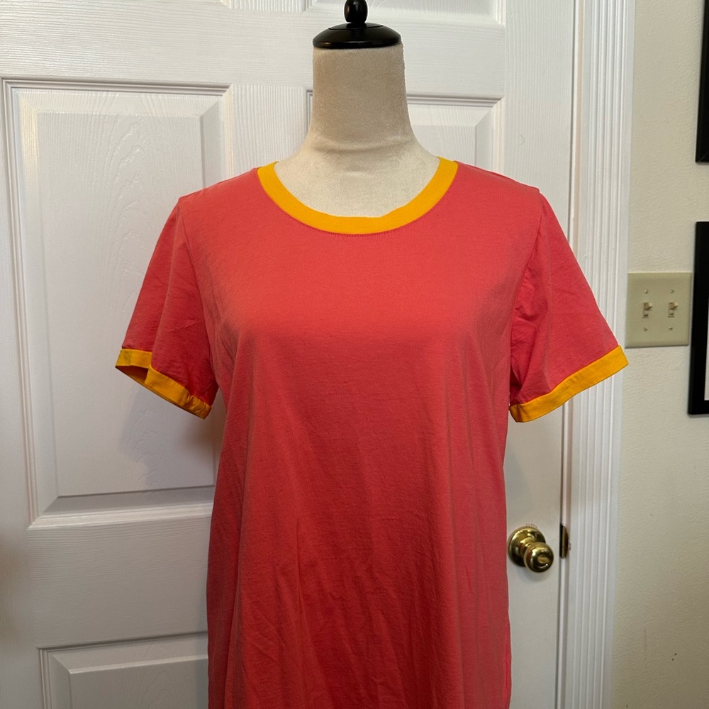 LOGO by Lori Goldstein Ringer Tee with Yellow Gold Trim